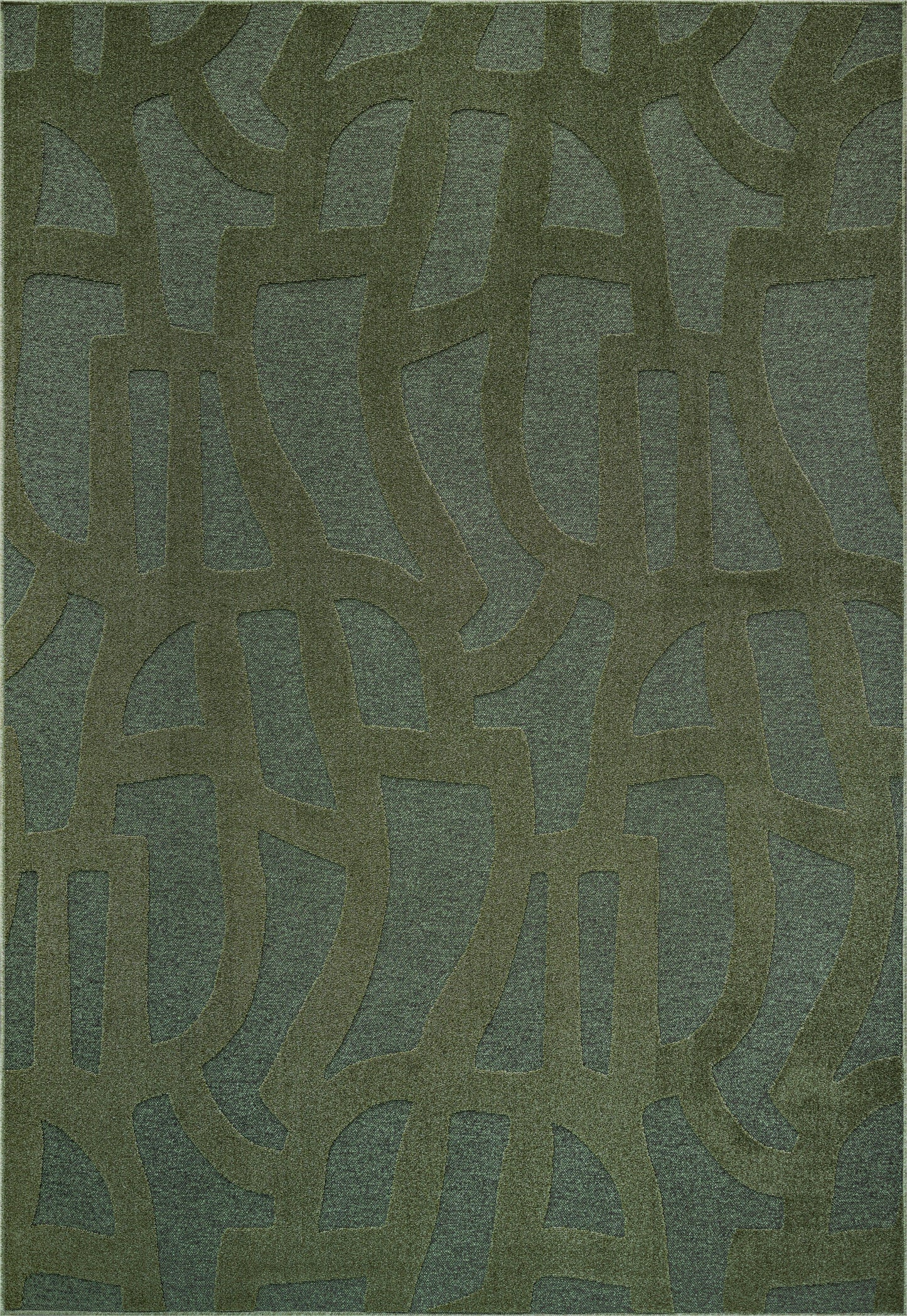 Tweed Berkley Green Polyester High-Low Area Rug