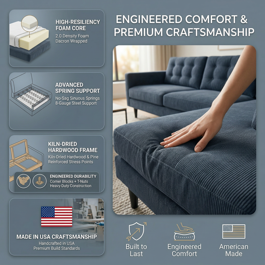 Slate Blue sectional sofa
