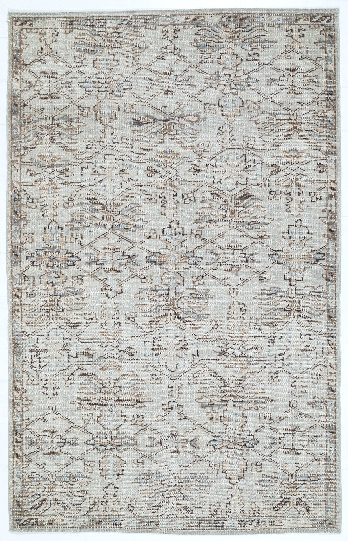 Traditional Distressed Hand Knotted Wool Area Rug
