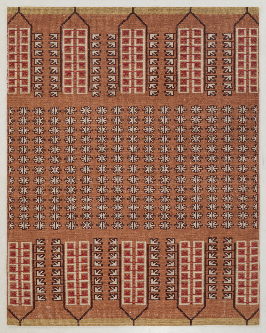 Modern Geometric Hand Knotted Wool Area Rug