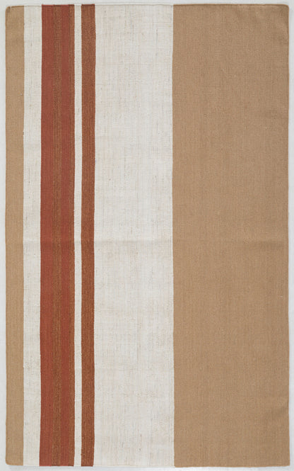 Aziza Hand Woven Flatweave Wool Dhurrie 8x5 feet bhadohi carpets  Terracotta