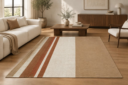 Aziza Hand Woven Flatweave Wool Dhurrie 8x5 feet bhadohi carpet  Terracotta