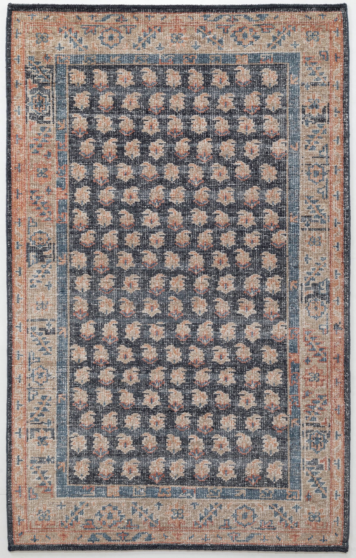 Bijar blue Medallion Hand Knotted Wool Area Rug 8x5