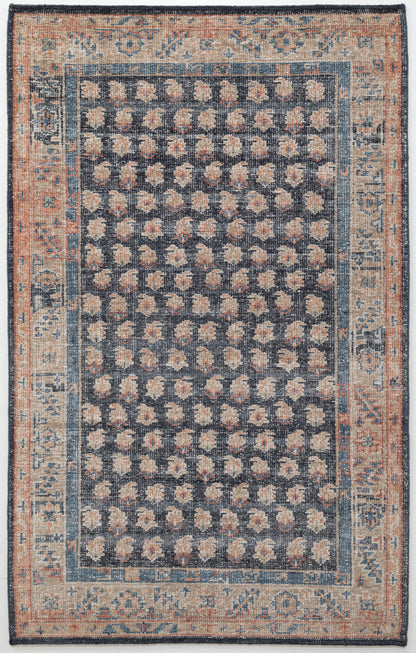 Bijar blue Medallion Hand Knotted Wool Area Rug 8x5