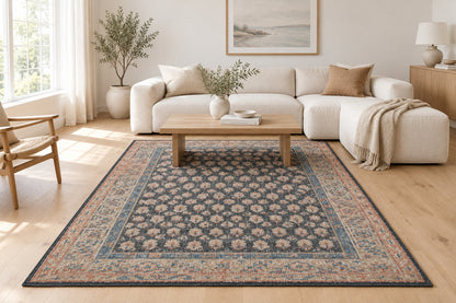 Bijar blue Medallion Hand Knotted Wool Area Rug 8x5