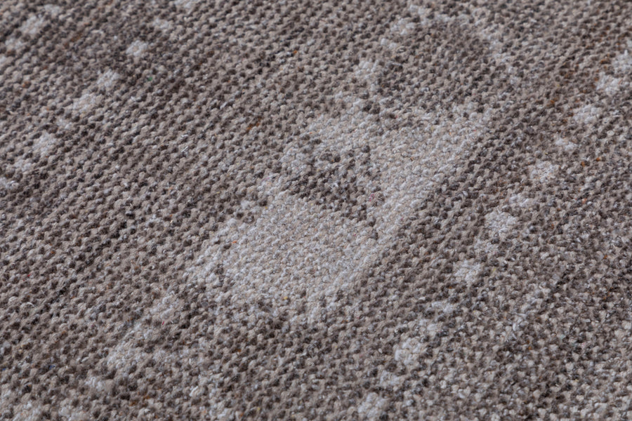 Charcoal & Beige Grid Hand Knotted Wool Area Rug 5x8 carpet