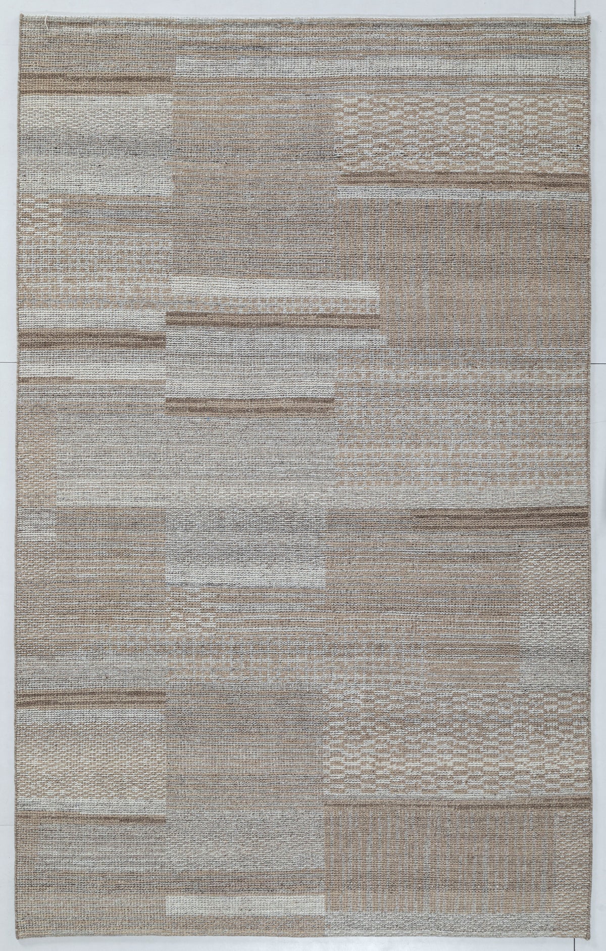 Patch Texture Hand Knotted Wool Area Rug brown beige 5x8 hand made rug