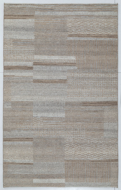 Patch Texture Hand Knotted Wool Area Rug brown beige 5x8 hand made rug