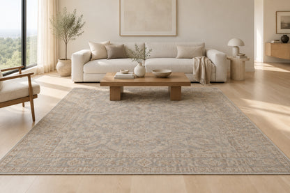 Faded Hand Knotted Wool Transitional Carpet 5x8 Brown Beige