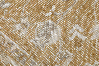 Vintage Botanical Hand Knotted Wool Area Rug 5x8 Brown+Gold
