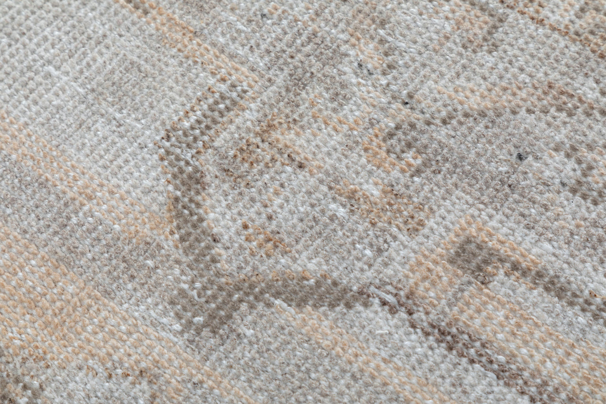 Soft Gray Geometric Medallion Hand Knotted Wool Area Rug 5x8
