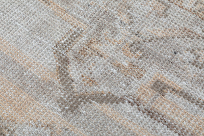 Soft Gray Geometric Medallion Hand Knotted Wool Area Rug 5x8