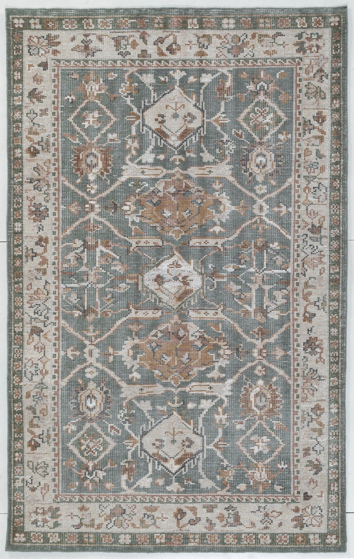 Traditional Diamond Lattice Hand Knotted Wool Area Rug 5x8 Slate Blue