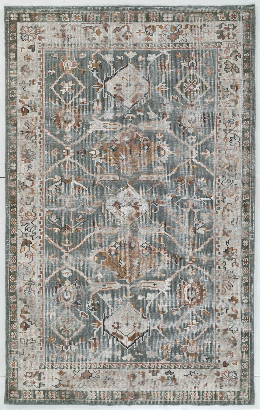 Traditional Diamond Lattice Hand Knotted Wool Area Rug 5x8 Slate Blue