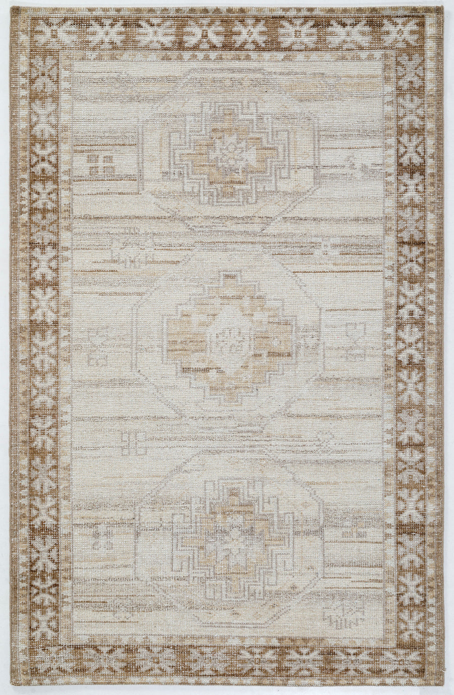 Tribal Medallion Hand Knotted Wool Area Rug 5x8 Beige