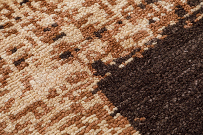 Geometric Ikkat Hand Knotted Wool Area Rug 6x9 brown beige