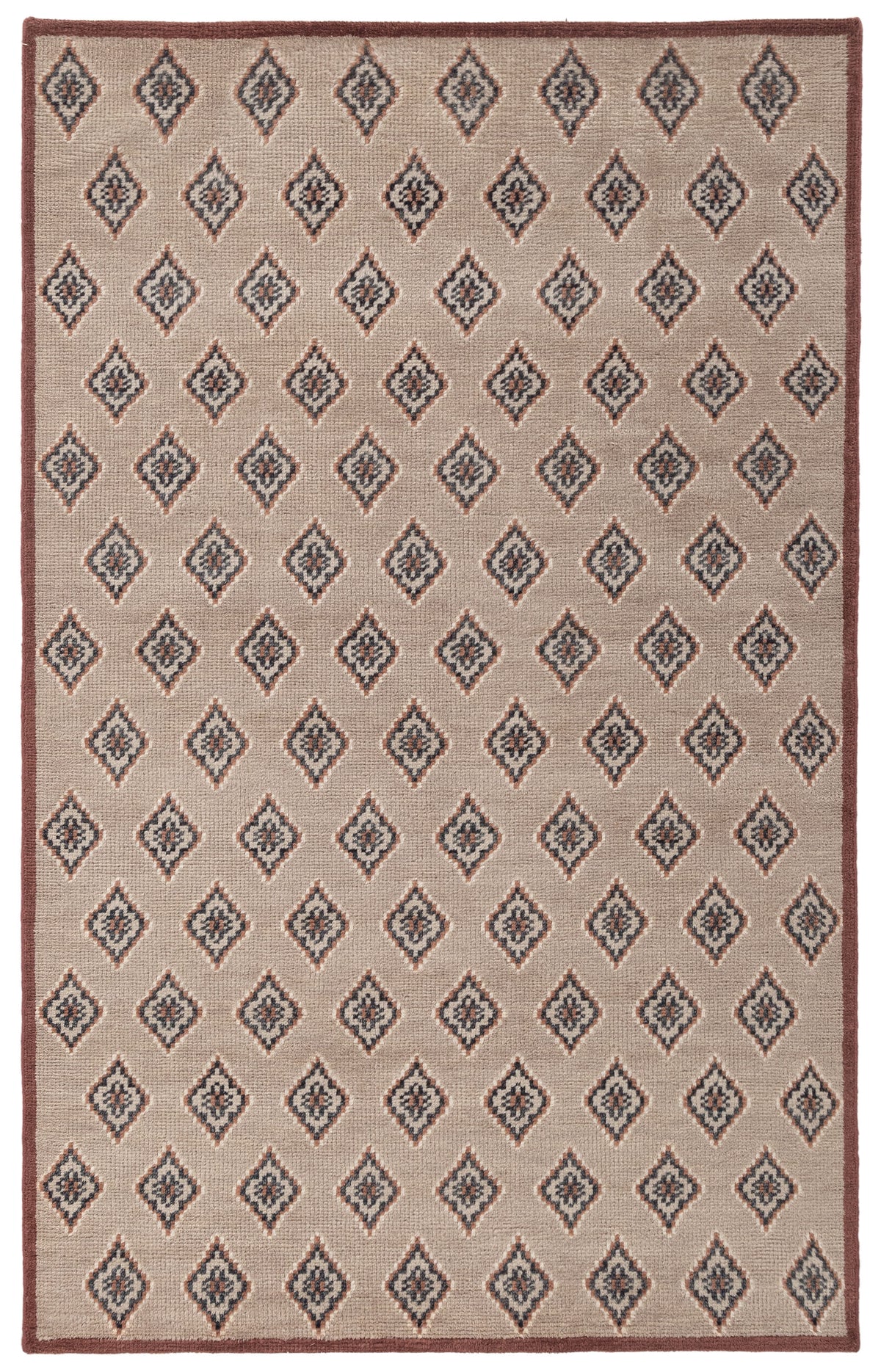 Geometric Diamond Hand Knotted Wool Area Rug 5x8 Natural rug