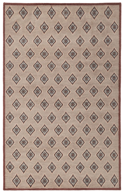Geometric Diamond Hand Knotted Wool Area Rug 5x8 Natural rug