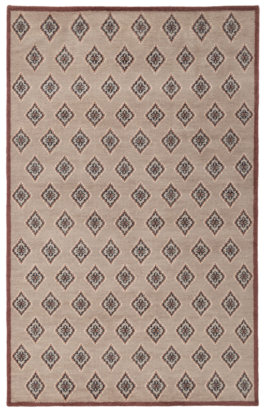 Geometric Diamond Hand Knotted Wool Area Rug 5x8 Natural rug