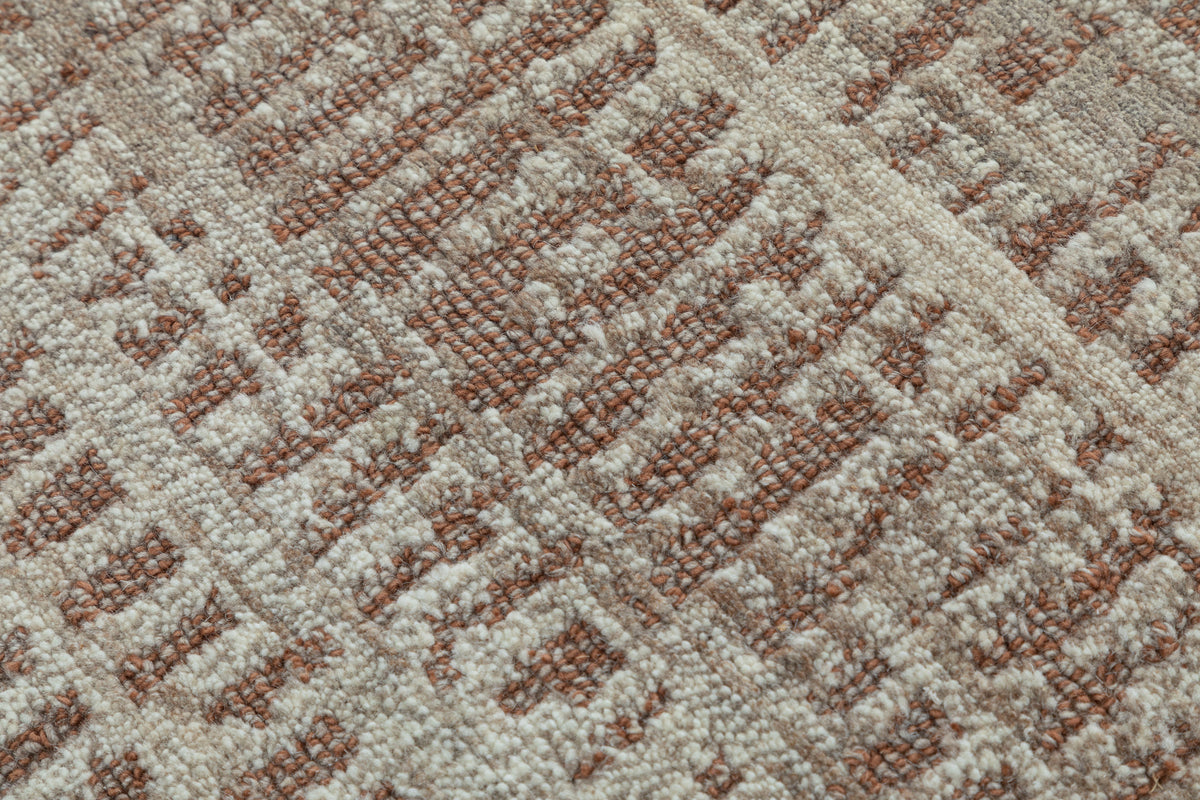 Linear Stripe Hand Knotted Wool Area Rug 8x10 brown beige rug