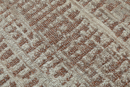 Linear Stripe Hand Knotted Wool Area Rug 8x10 brown beige rug