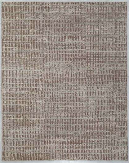 Linear Stripe Hand Knotted Wool Area Rug 8x10 brown beige rug