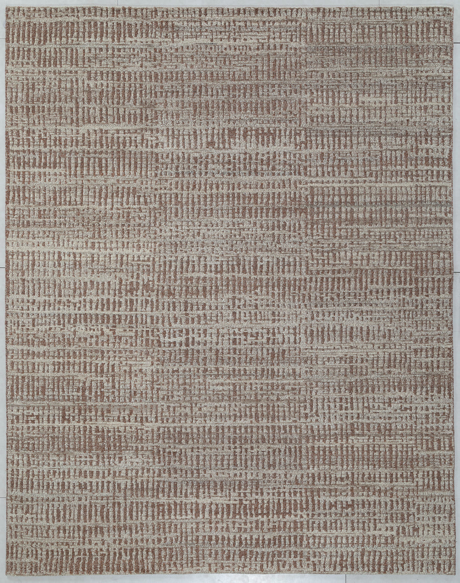 Linear Stripe Hand Knotted Wool Area Rug 8x10 brown beige rug