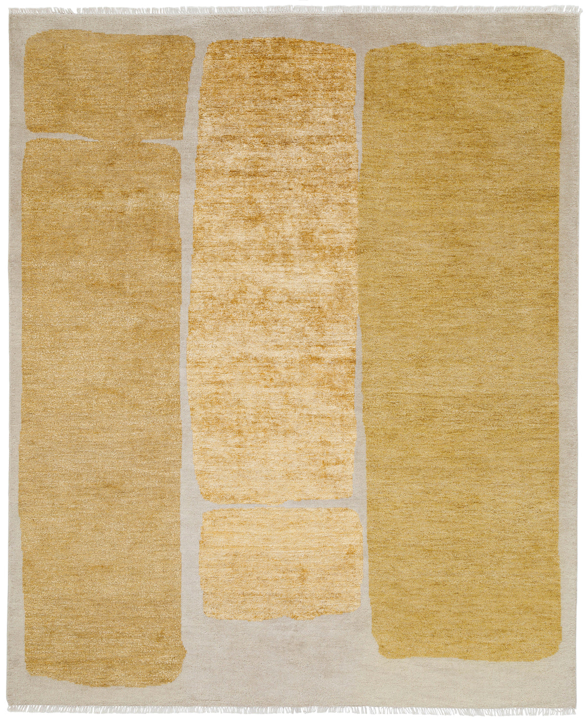 Gold Abstract Hand Knotted Wool Area Rug 3x5 warm yellow rug