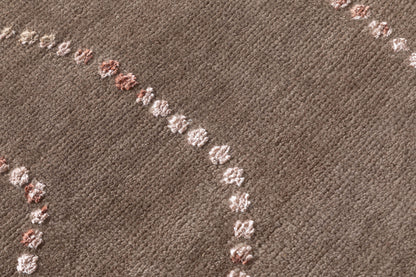 Dotted Flowing Lines Hand Knotted Wool Area Rug 5x8 copper rug