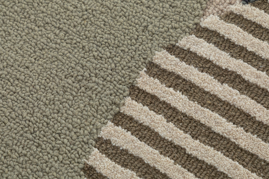 Modern Abstract Hand Tufted Wool Area Rug 5x8  PISTACHIO