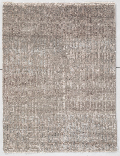 Rust colored hand knotted 4x5 ft rug made in bhadohi