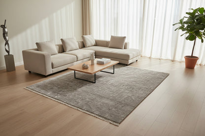 rust color hand knotted 4x5 rug for samll rooms