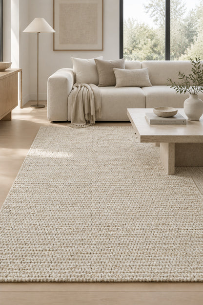 Nepa Hand Knotted Wool Area Rug Ivory 5x8 carpet