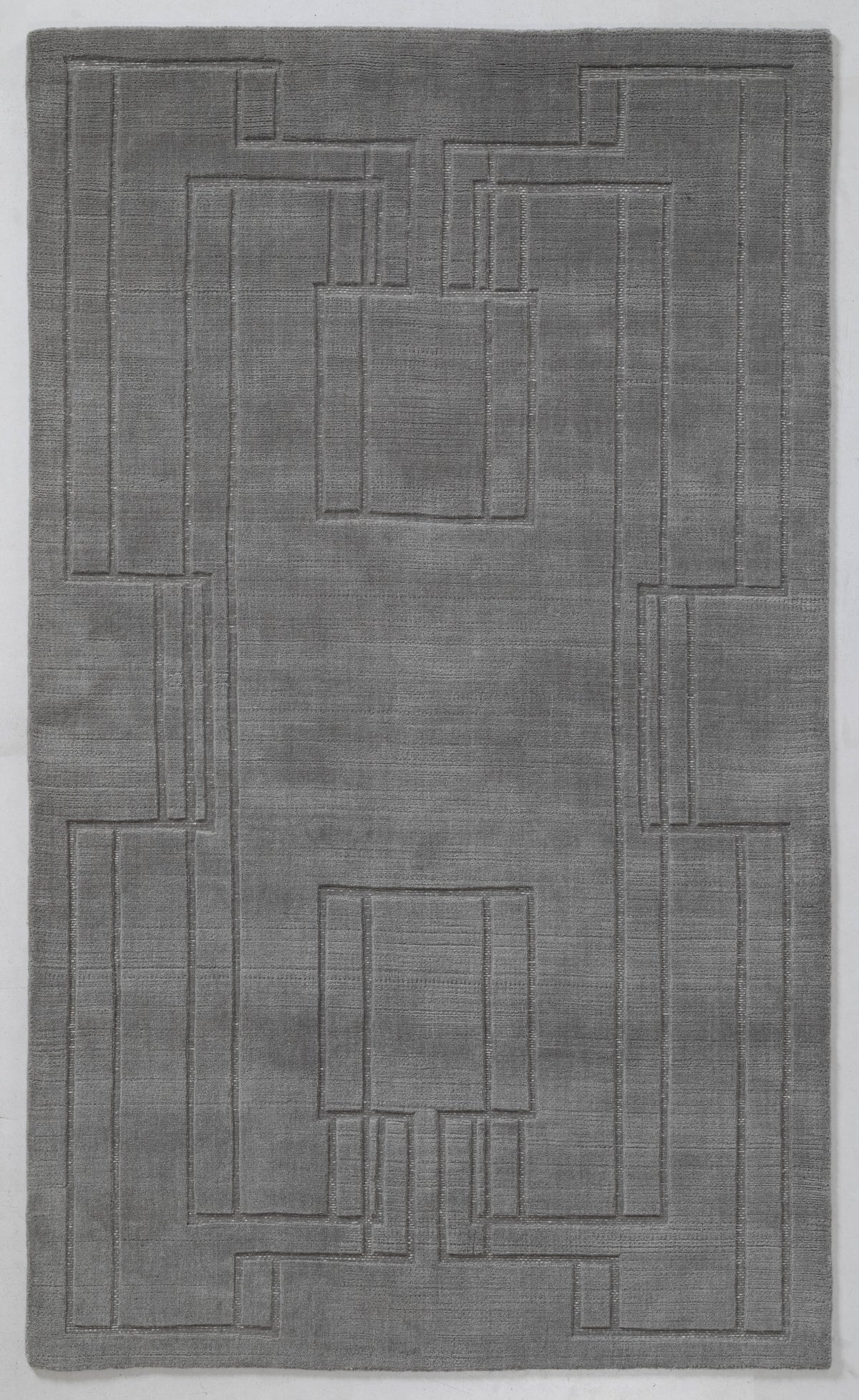 Puritan Grey Architectural Hand Knotted Wool Area Rug 5x8