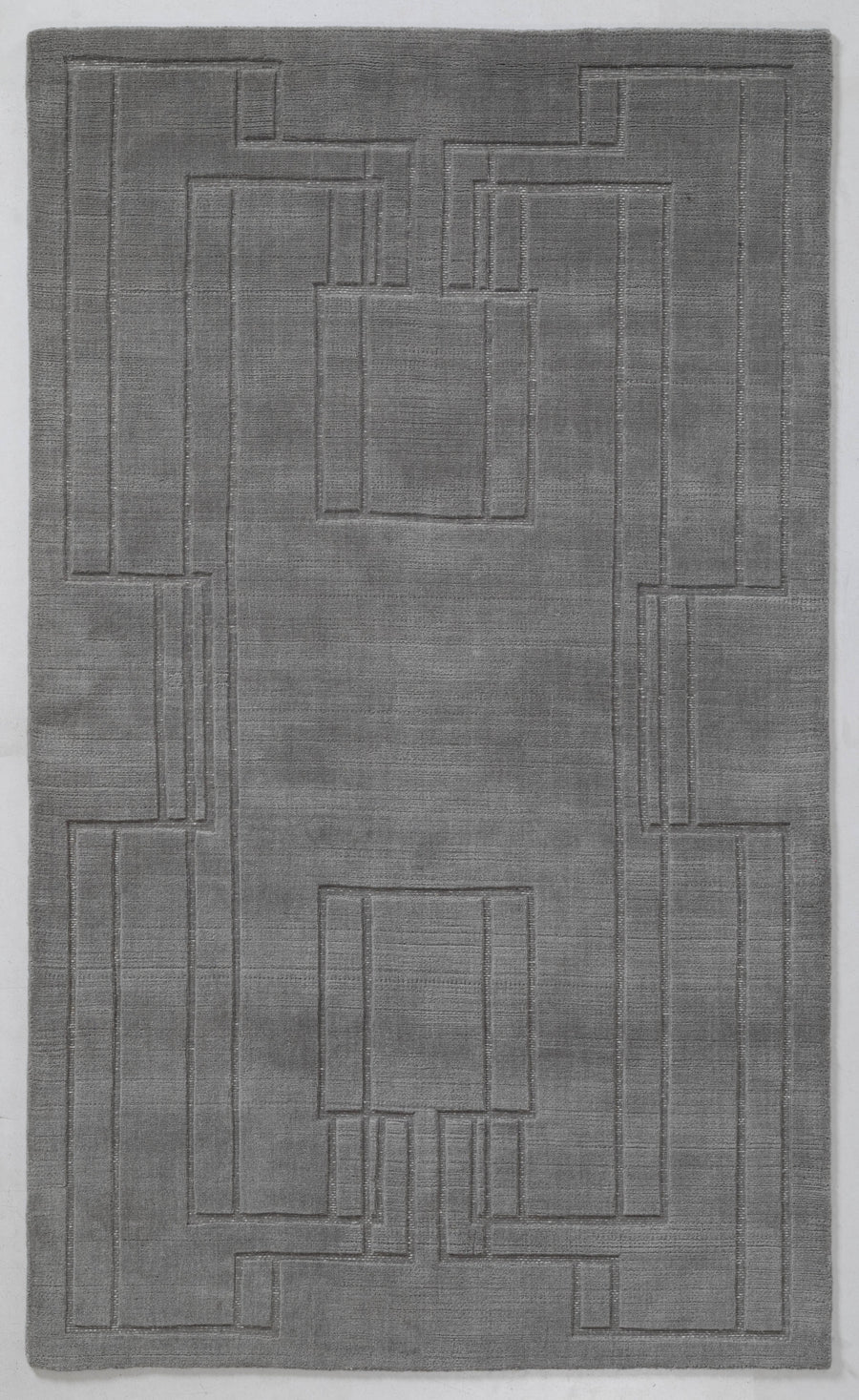 Puritan Grey Architectural Hand Knotted Wool Area Rug 5x8
