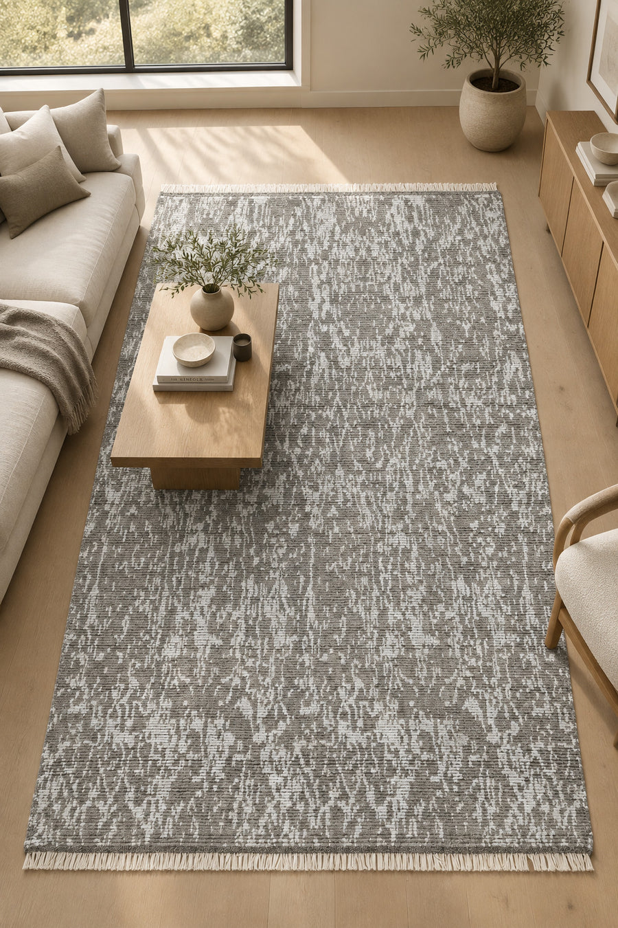 Silver Frost Jacquard Wool Area Rug 8x5 gray