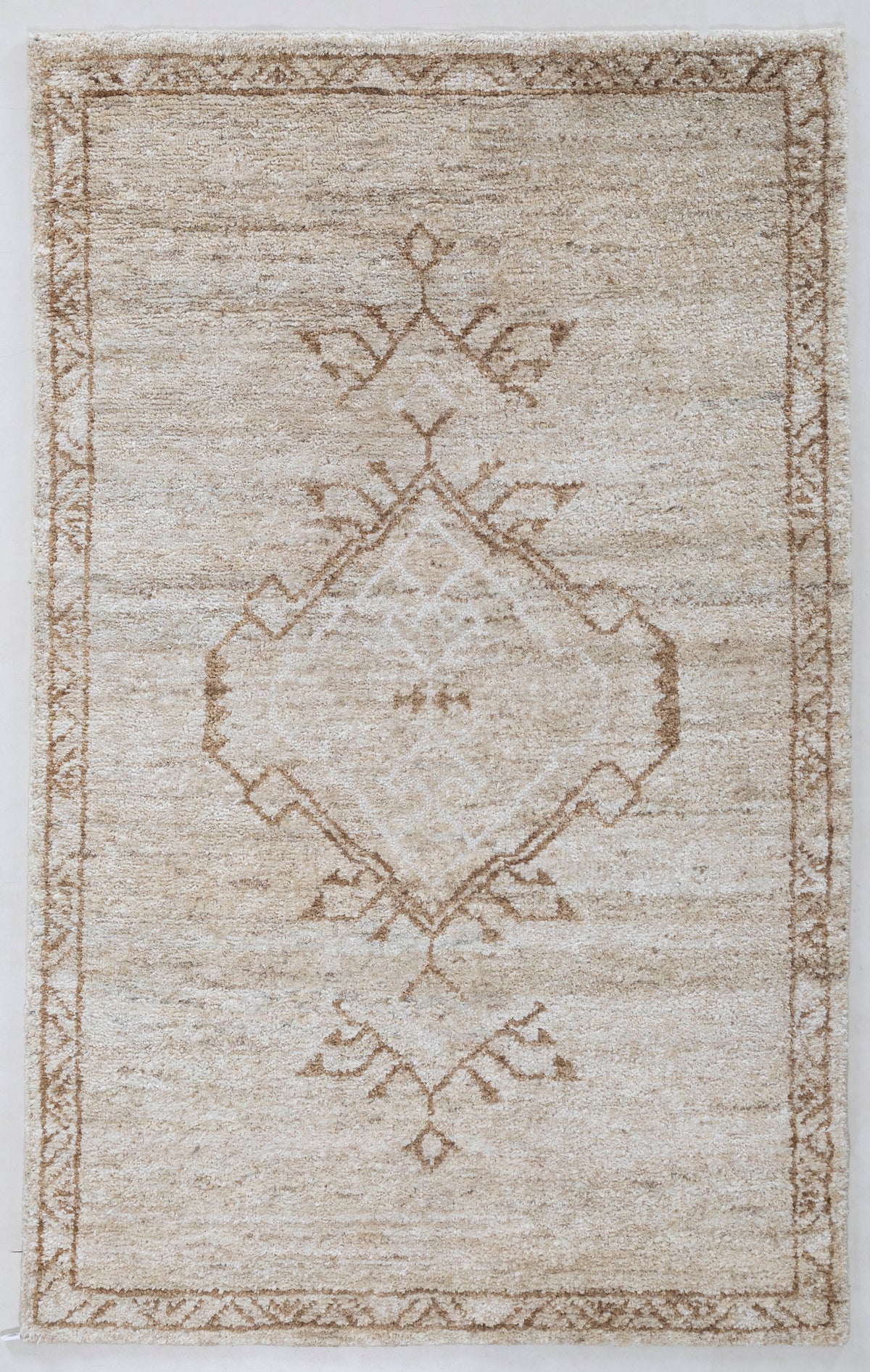 Tribal Medallion Hand Knotted Pure Wool Area Rug 5x8 taupe