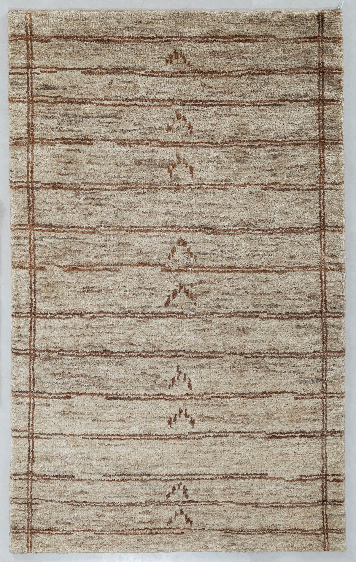 Linear Grid Hand Knotted Pure Jute Area Rug 5x8 taupe