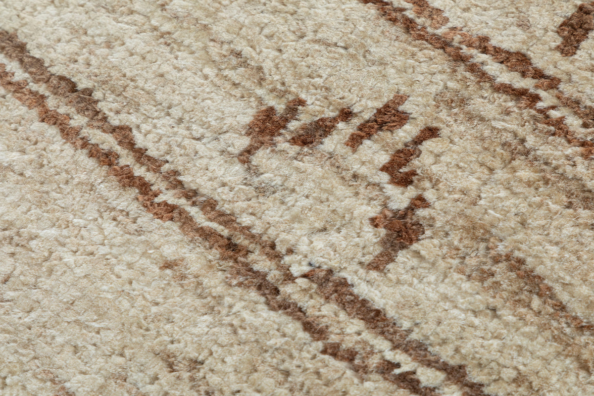 Linear Grid Hand Knotted Pure Jute Area Rug 5x8 taupe
