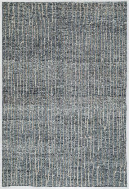 Vertical Striae Hand Knotted Pure Wool 6x9 gray area rug 