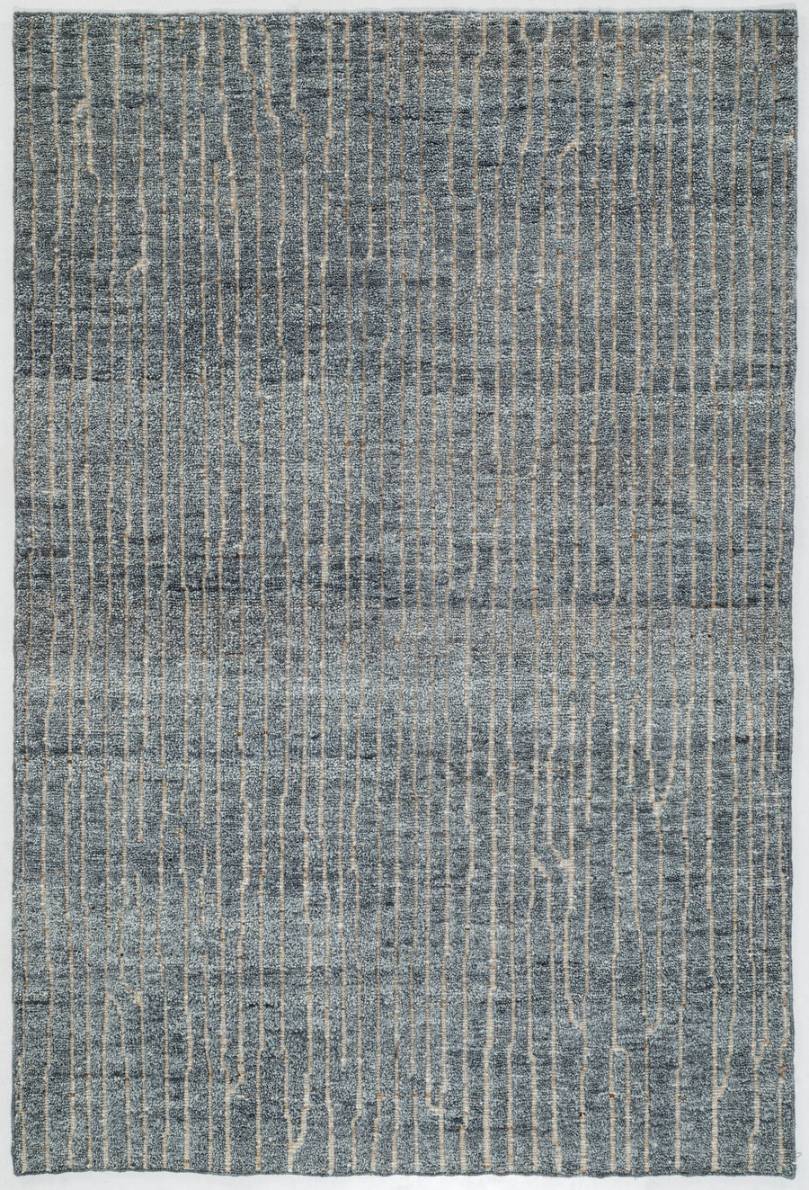 Vertical Striae Hand Knotted Pure Wool 6x9 gray area rug 