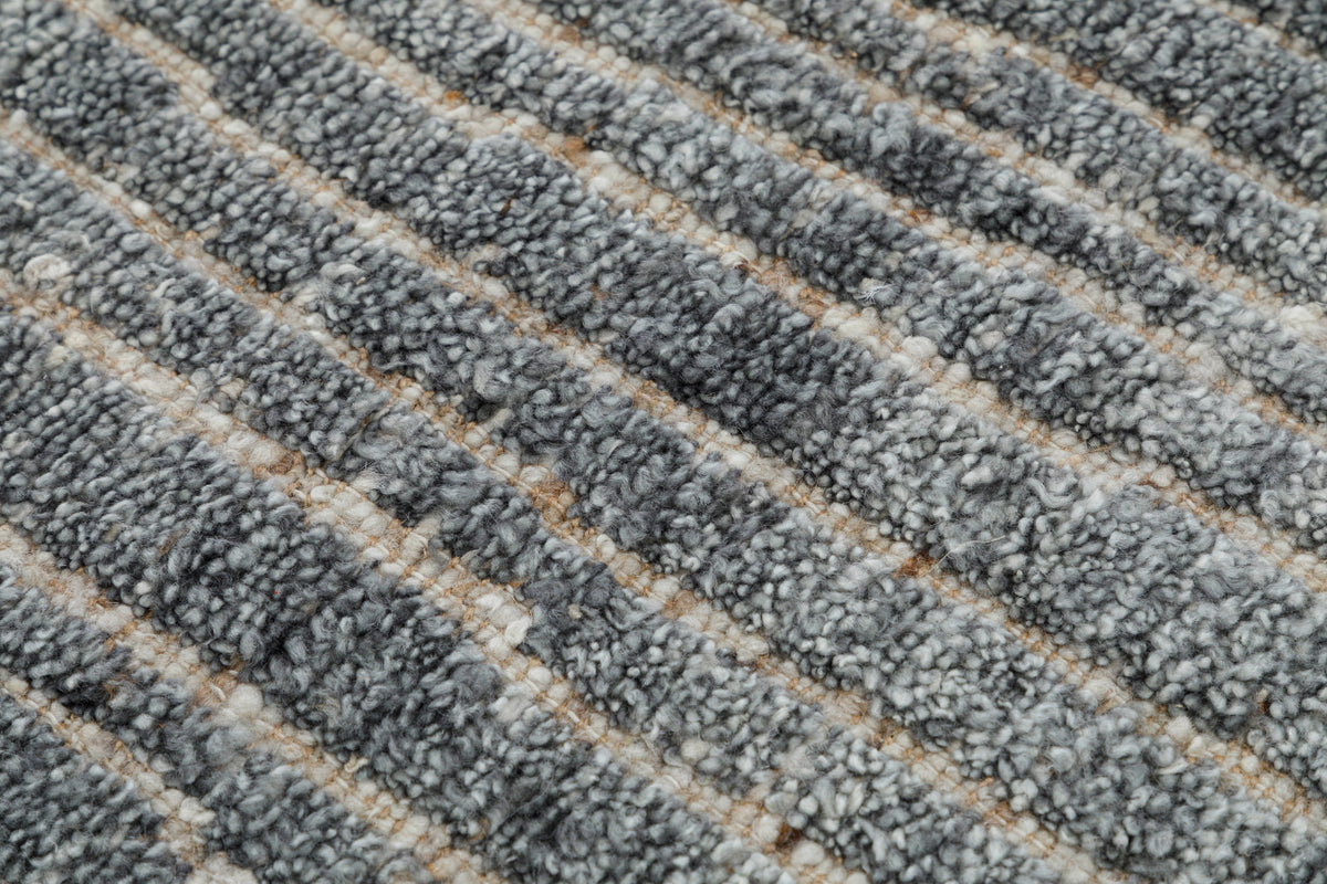 Vertical Striae Hand Knotted Pure Wool 6x9 gray area rug 