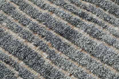Vertical Striae Hand Knotted Pure Wool 6x9 gray area rug 