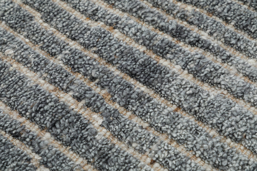 Vertical Striae Hand Knotted Pure Wool 6x9 gray area rug 