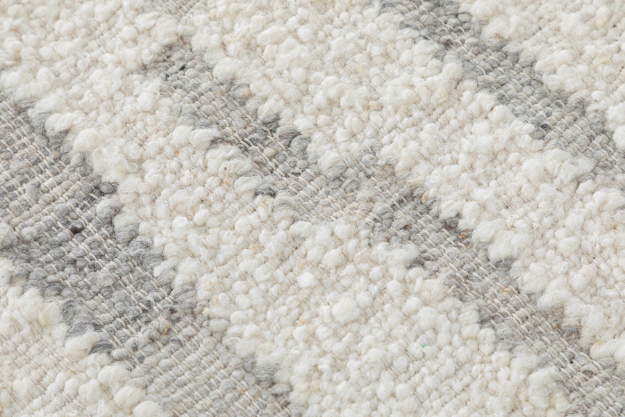 Stepped Stripe Hand Knotted Wool silver 5x8 Dhurrie