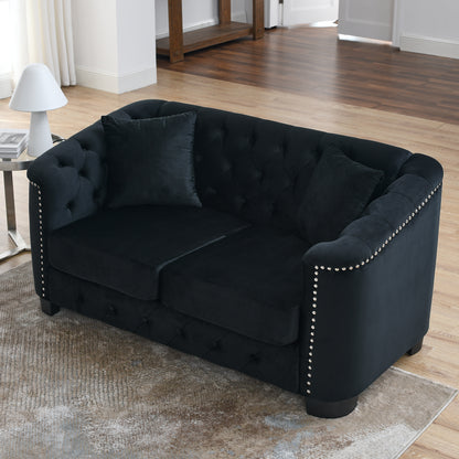 Velvet Chelsfield 5 seater Sofa Set Black 