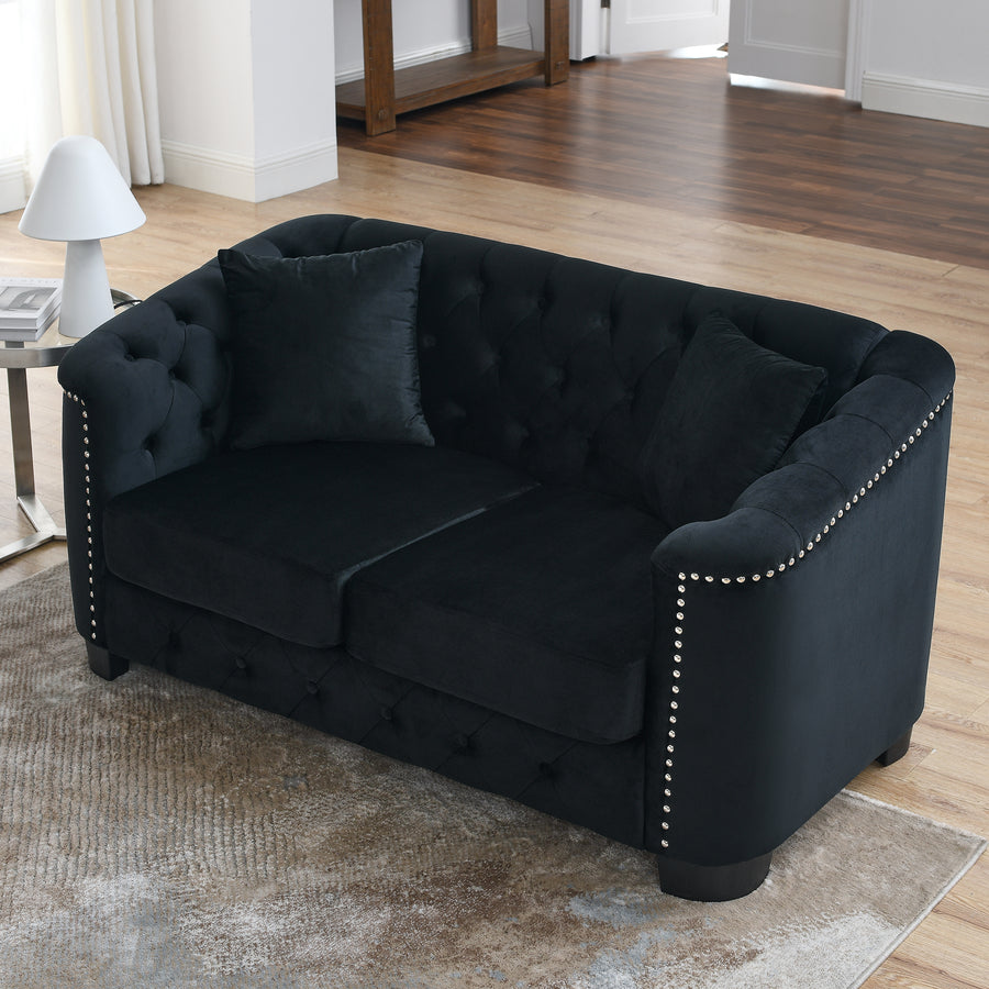 Velvet Chelsfield 5 seater Sofa Set Black 