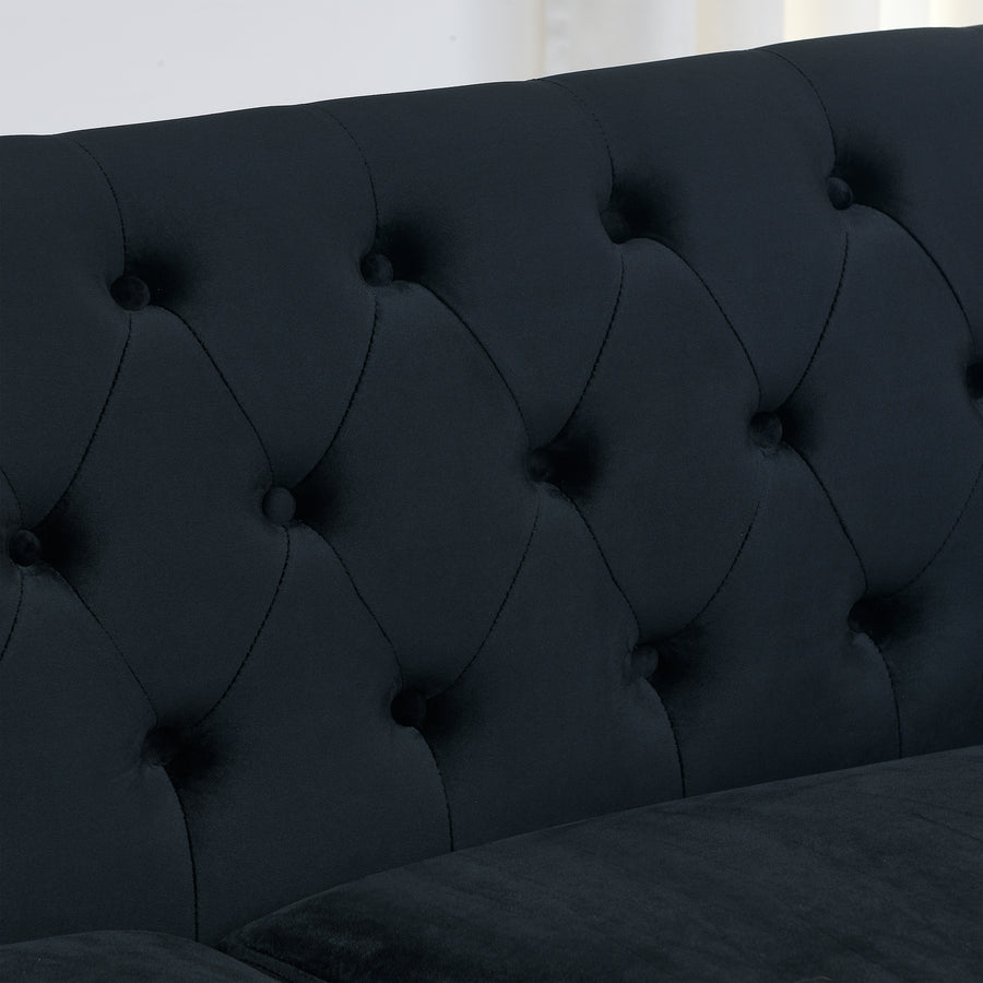 Velvet Chelsfield 5 seater Sofa Set Black 
