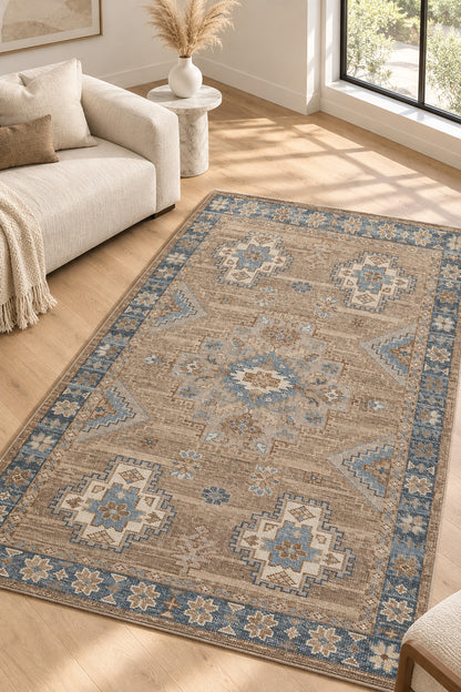 Halyn Medallion Hand Knotted Wool Area 5x8 taupe bhadohi carpets 