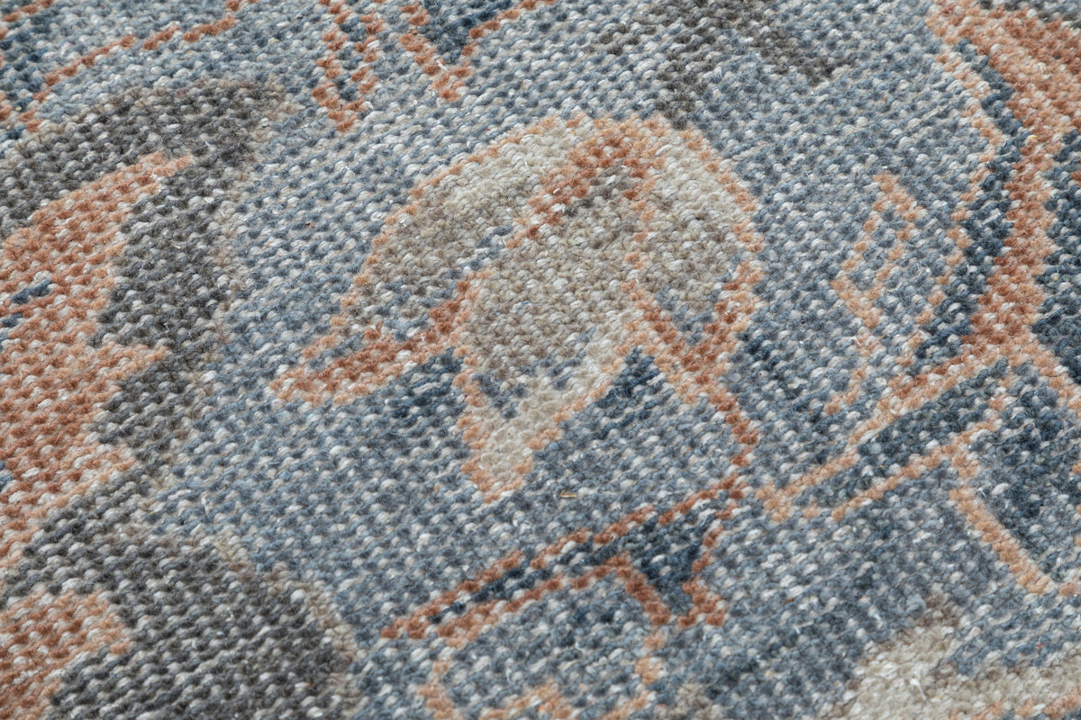 Botanical Scroll Hand Knotted Wool 8x5 gray Carpet bhadohi rugs